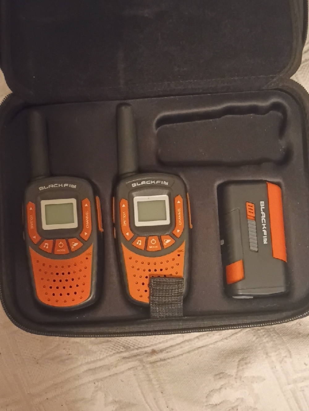 Blackfin Black and Orange Two-Way Radio Walkie Talkie Set